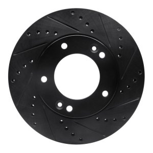 Kia Sorento Brake Rotor (1) - Front Right - R1 Concepts - Drilled & Slotted - Black - `07-`09